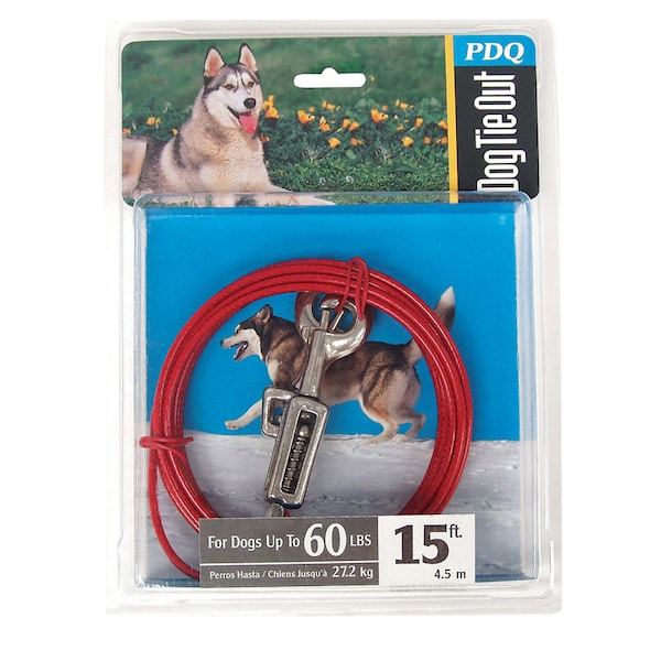 Orrville PDQ Red Tie-Out with Spring Vinyl Coated Cable Dog Tie Out Large Q3515SPG99 - main